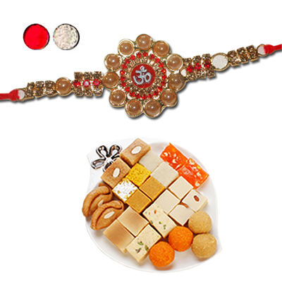 "Rakhi - SR-9010 A (Single Rakhi),  500gms of Assorted Sweets - Click here to View more details about this Product